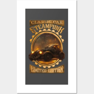 Classic, gothic and elegant steampunk car Posters and Art